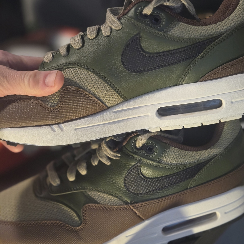Nike Air Max 1 ESS PRM “Neutral Olive/Cargo Khaki” US Men Size 9.5 RETAIL $250 - Picture 6 of 10